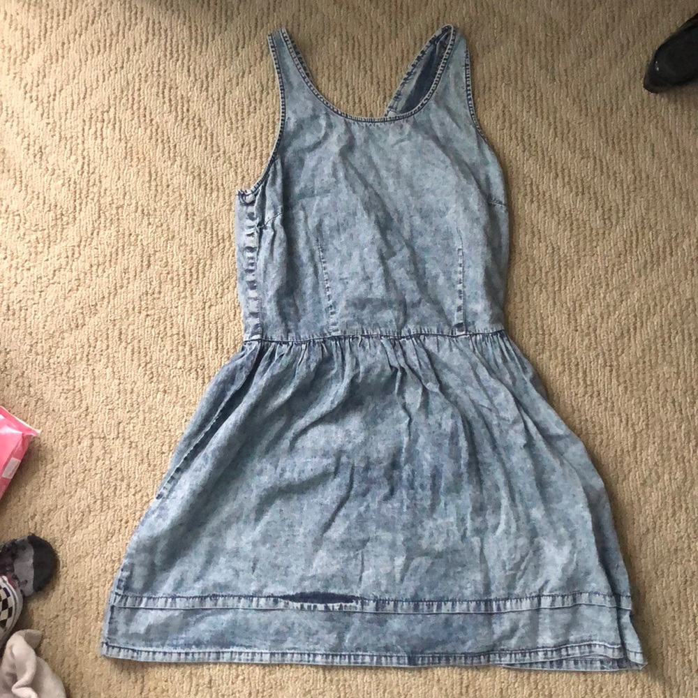 Lace Up Denim Dress